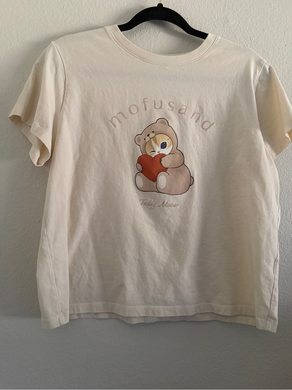 Uniqlo T Shirt Mofusand Meow Teddy Heart Medium